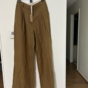 Wide-Leg Bootcut Pants in Olive Brown
